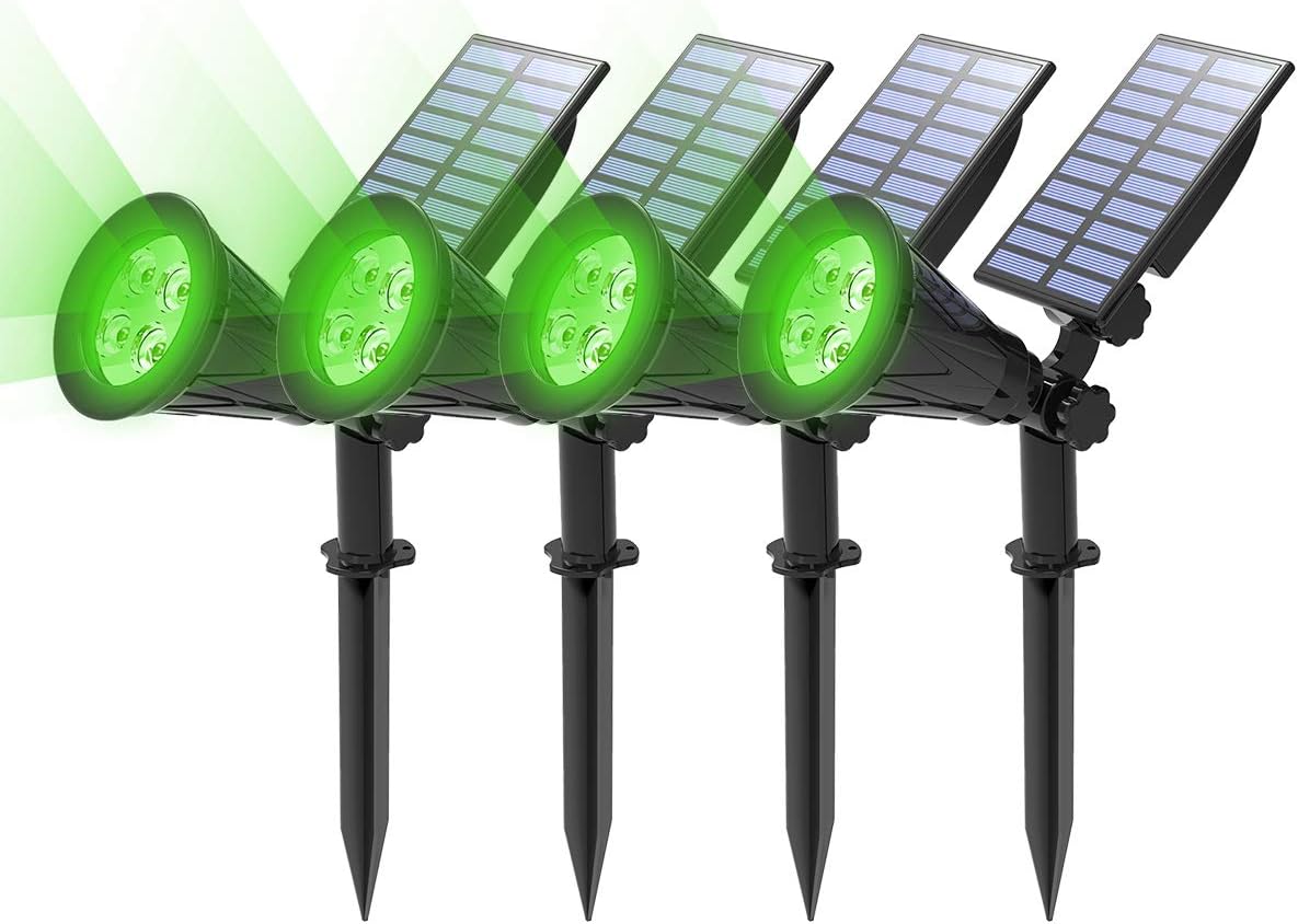 T-SUN Color Changing Solar Spot Lights Outdoor Waterproof, 7 LEDs, 2 Pack | 7 Color Changing Modes, IP65 Waterproof Dusk to Dawn Solar Uplights for Tree, Patio, Yard, Garden, Driveway, Pool Area