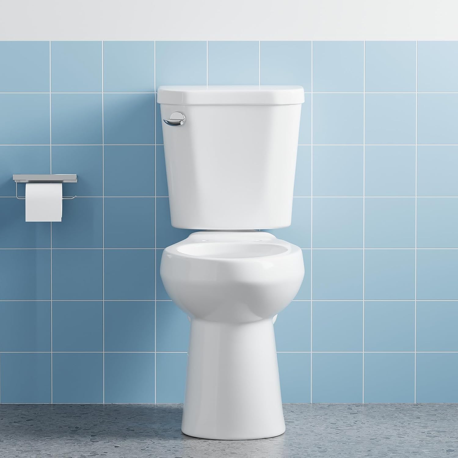 Two-Piece Toilets for Bathrooms, Comfort ADA Toilet with 19" Height, Elongated with Soft Close Seat, Power Flush 1.28 GPF