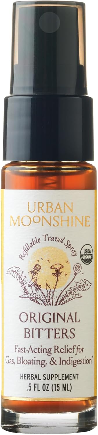 Urban Moonshine Original Digestive Bitters - Debloat - Gut Health - 2 Fl Oz | Fast-Acting Bitters for Digestion - Relieves Occasional Heartburn & Indigestion - Appetite Regulation - Certified Organic