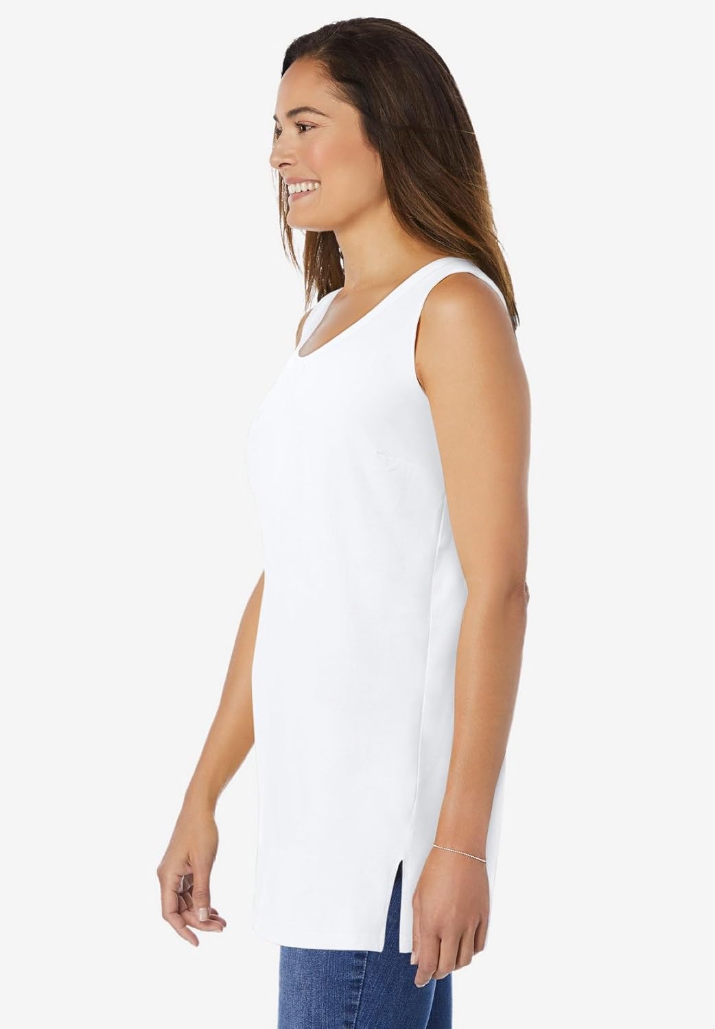 Woman Within Perfect Sleeveless Shirred V-Neck Tunic