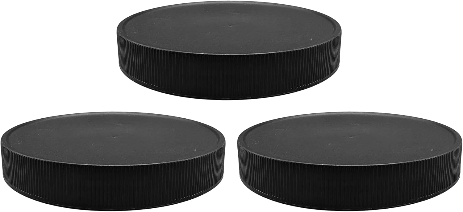 1 Pack - 128 oz (1 Gallon) Plastic Storage Jars with 110-400 Leak Proof Black Lids, Food Grade, BPA Free, Hand Wash Only (128oz, BLK, 1PK)