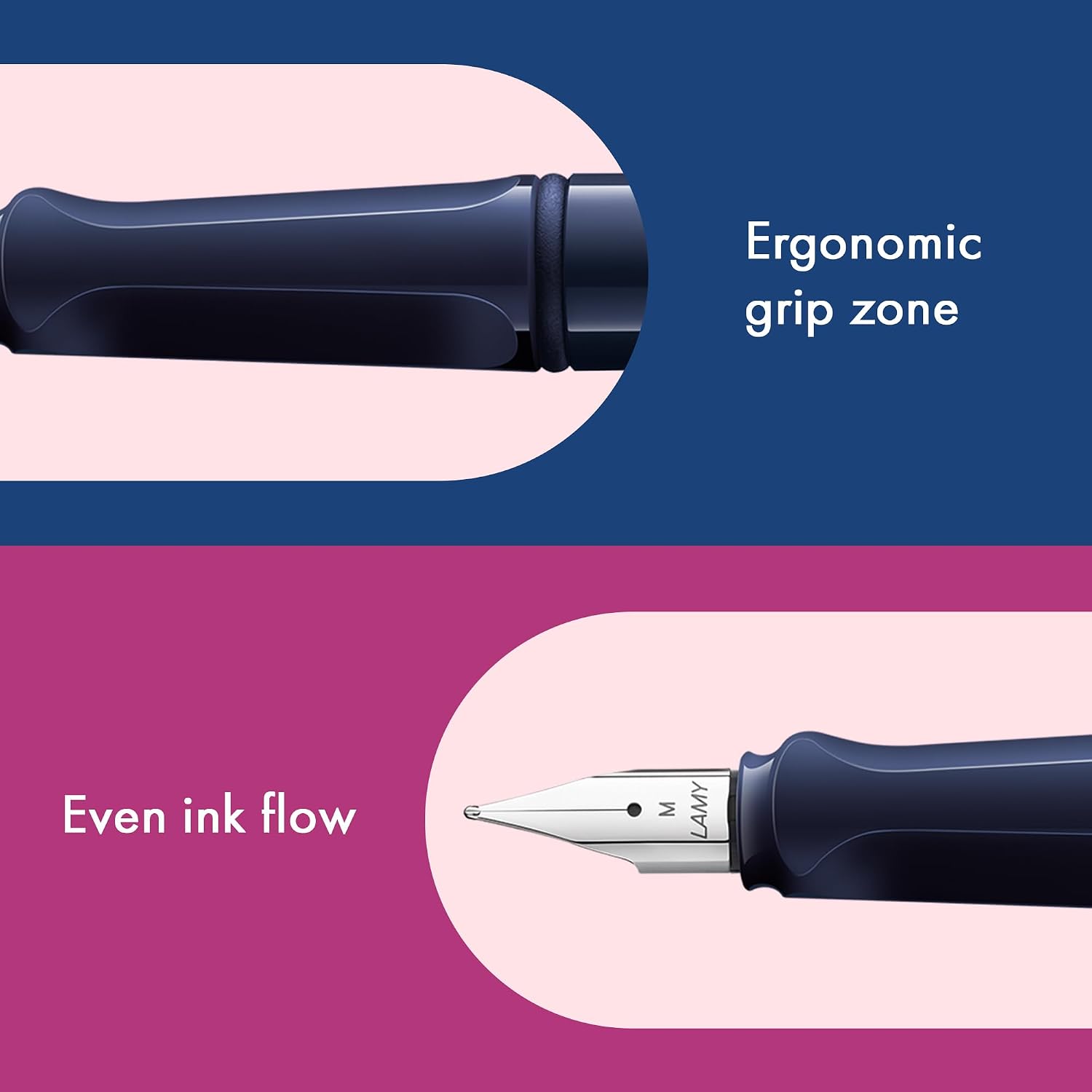 LAMY safari umbra - Fountain Pen with ergonomic grip & polished steel nib in size F - ideal for any Writing & Calligraphy - including LAMY T 10 blue cartridge - Right-Handed