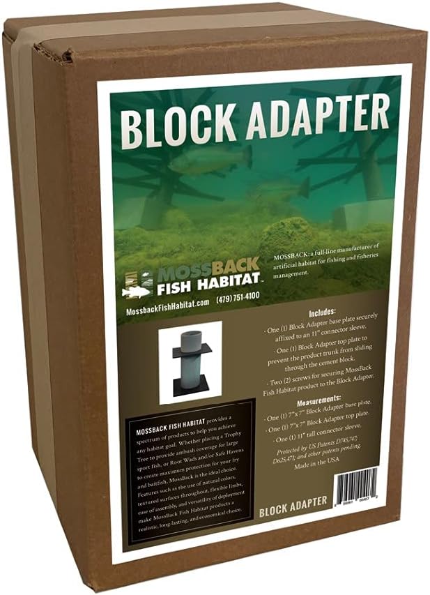 Block Adapter, Fish Habitat Structure Accessory for Lakes and Ponds