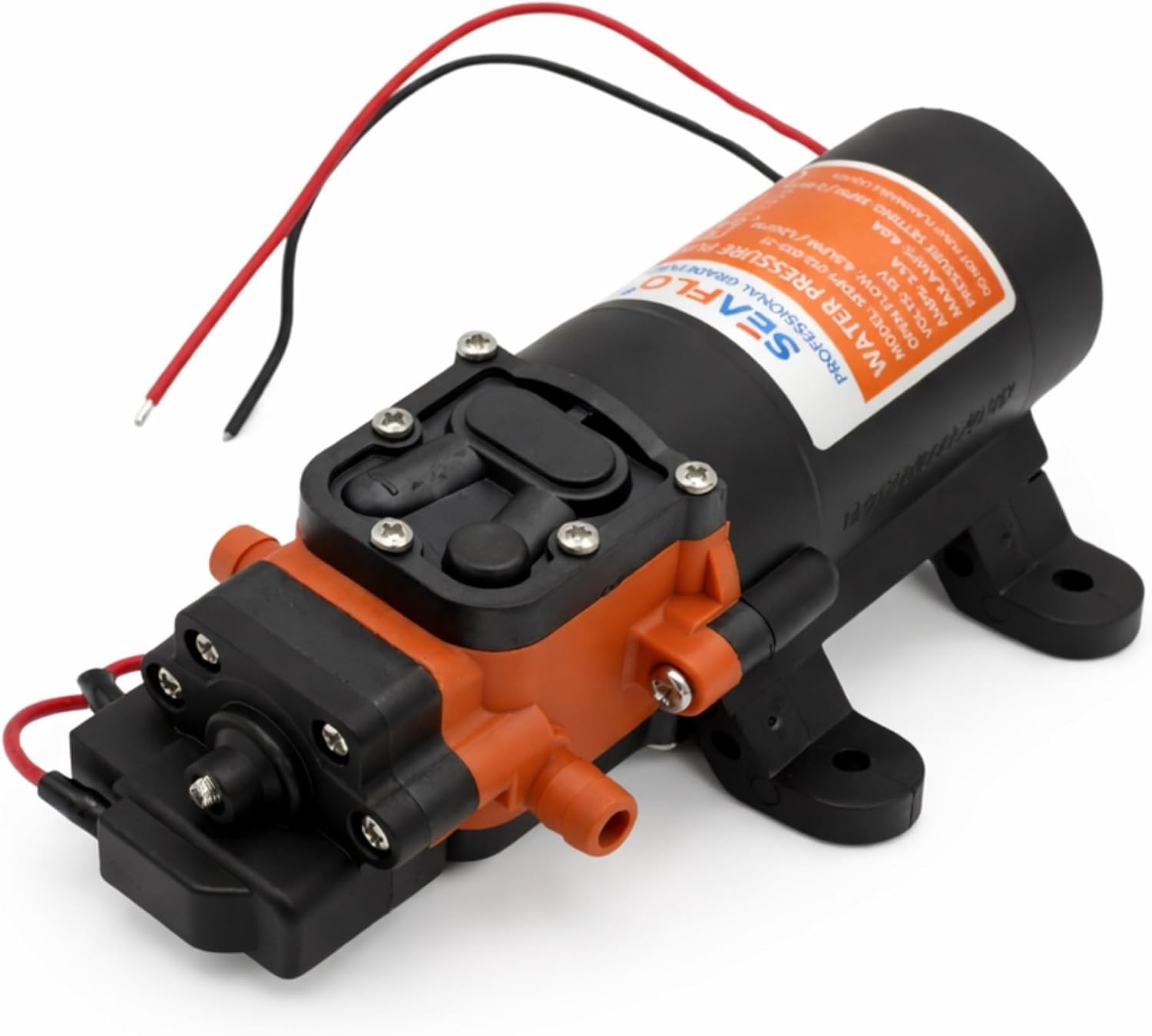SEAFLO 55 Series 12V RV Water Pump 5.5 GPM 60 PSI Diaphragm Pump Heavy Duty Pressure Switch Built In Bypass Self Priming Quiet High Flow RV Marine Off Grid Freshwater System 4-Year Warranty