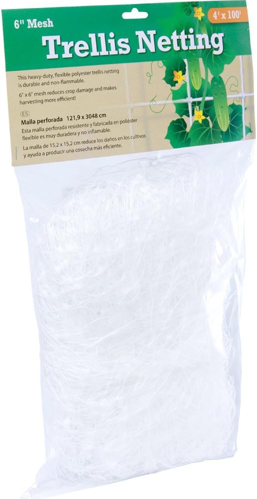 Hydrofarm HGN84 Flexible Polyethylene, 4 x 8', 6" Mesh Trellis Netting, 4x8 Feet
