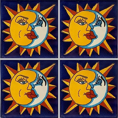 4.2x4.2 9 pcs Sun and Moon Talavera Mexican Tile