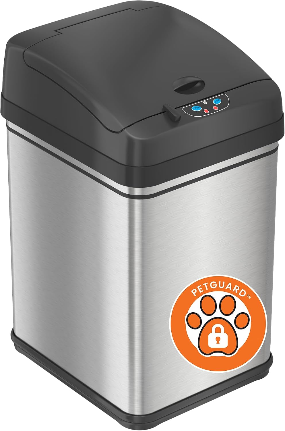 iTouchless Glide 13 Gallon Sensor Garbage Can with Wheels and Odor Control System, Stainless Steel, Automatic Kitchen Bin and Office Trash Bin (Powered by Battery or Optional AC Adapter)