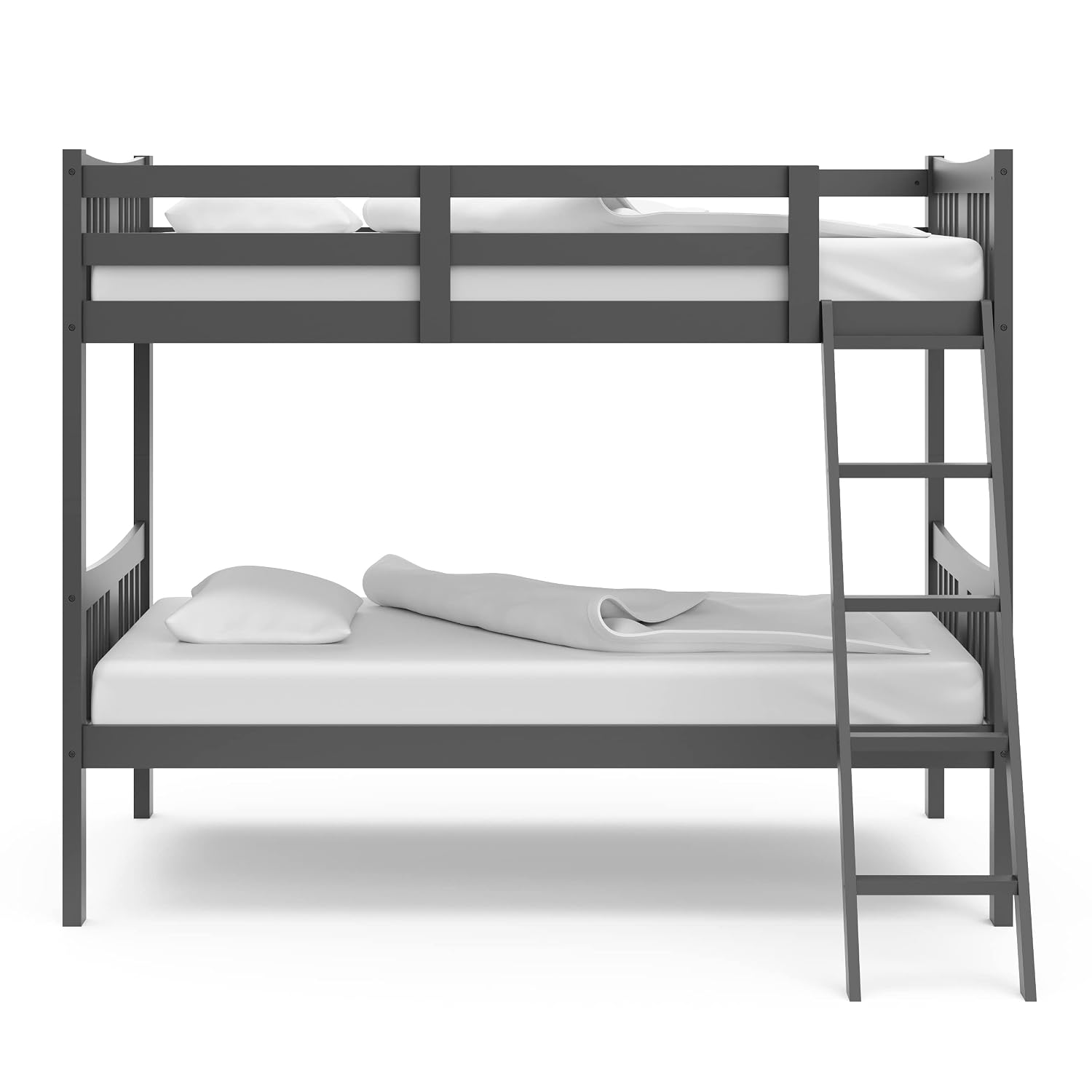Storkcraft Caribou Twin-Over-Twin Bunk Bed, Navy | GREENGUARD Gold Certified, Wood Twin Bunk Beds for Kids Bedroom, Converts to 2 Individual Twin Beds, No Box Spring Required