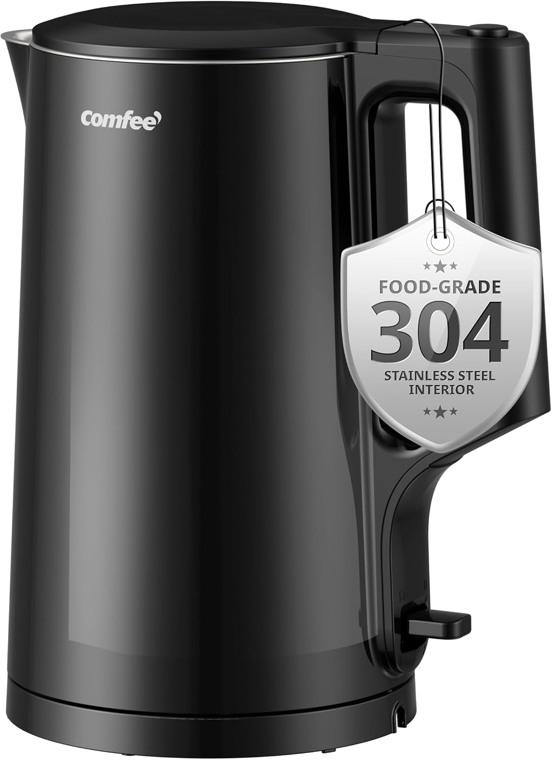 Comfee 1.7L Stainless Steel Electric Tea Kettle, BPA-Free Hot Water Boiler, Cordless with LED Light, Auto Shut-Off and Boil-Dry Protection