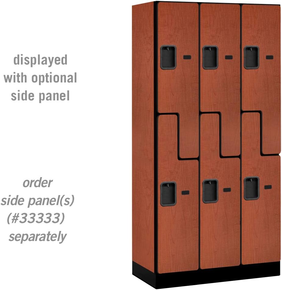 Salsbury Industries 2-Tier S-Style Designer Wood Locker with Three Wide Storage Units, 6-Feet High by 18-Inch Deep, Mahogany