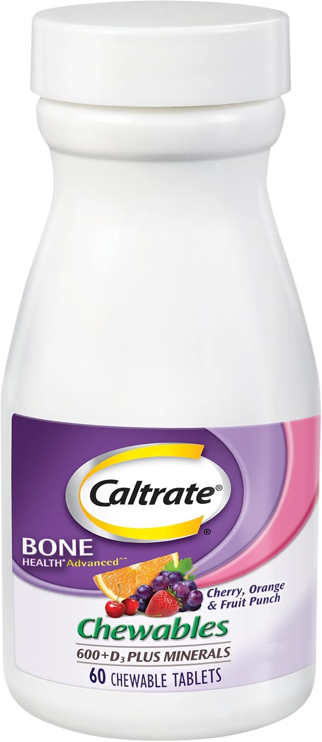 Caltrate Chewables 600 Plus D3 Vitamin D and Calcium Supplement, 155 count | Sugar Free, Highest Level of Vitamin D3, Maximizes Calcium Absorption to Support Strong Bones and Daily Function