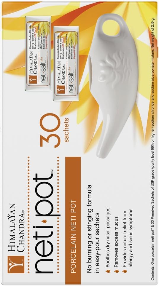 Himalayan Chandra Porcelain Neti Pot with 30 Sachets