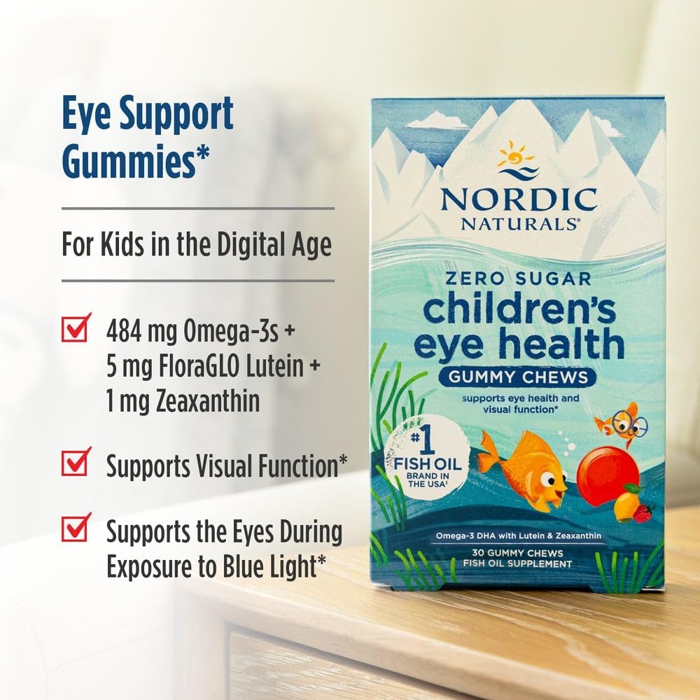 Nordic Naturals Kids Eye Health Gummies w/ 484mg Omega-3 + Lutein, 30 Count