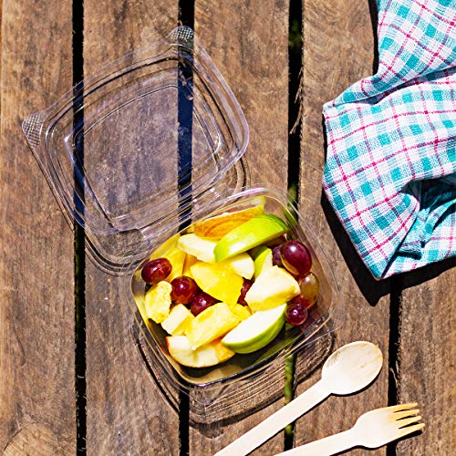 Vegware Compostable 32oz Hinged Clear Deli Containers, Case of 200, PLA Plastic Meal Prep, To Go Box With Lid, Made from PLA, A Renewable Material Made from Plants, Tight Seal for Freshness