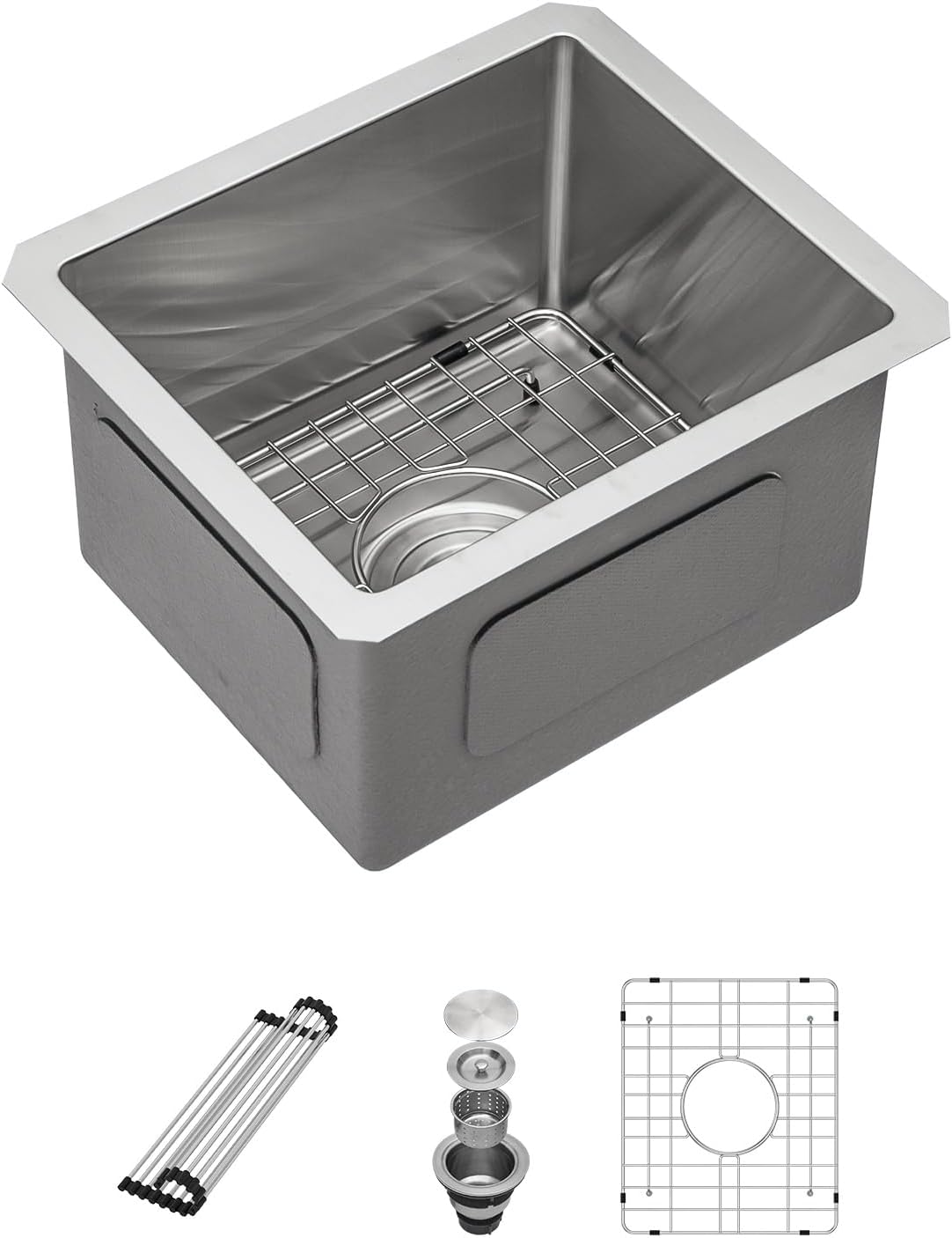 Sarlai 21 Inch Undermount Laundry Sink 21x18x12 Inch Undermount Laundry Utility Sink Deep Single Bowl 16 Gauge Stainless Steel Laundry Tub Sinks