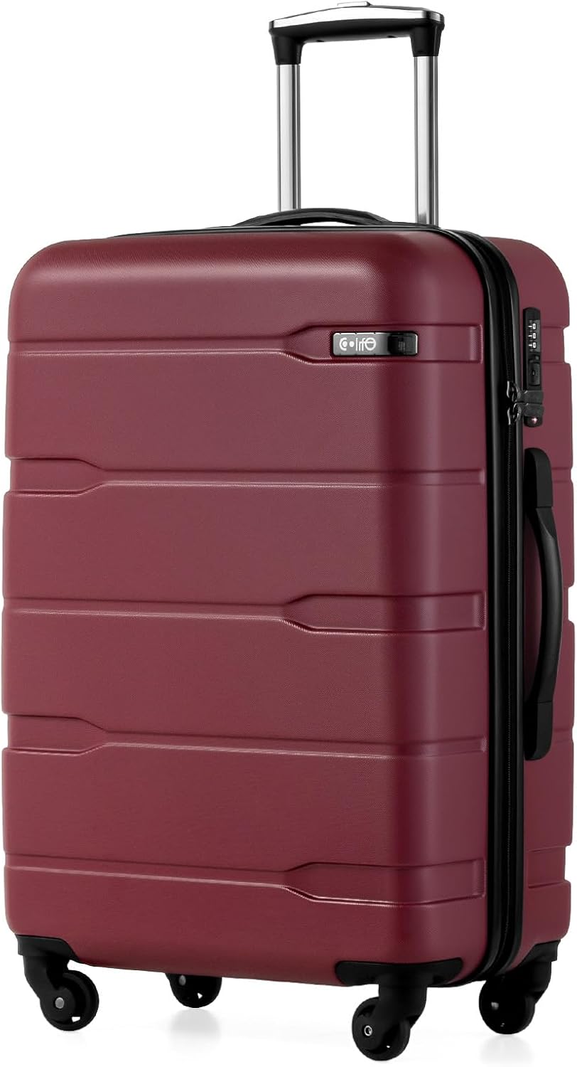 Coolife Medium Checked Luggage Hardside Suitcase with Spinner Wheels, 24in | Lightweight ABS+PC, Rolling Travel Suitcase with TSA Lock, Spinner Wheels, Durable Zipper, Charcoal