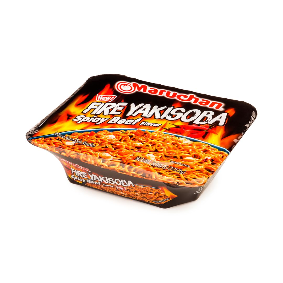 Maruchan Yakisoba, Spicy Chicken Flavor – Stir-Fried Japanese Instant Ramen Noodles, High Protein Microwavable Meal – 4.11 Oz. (8 Pack)
