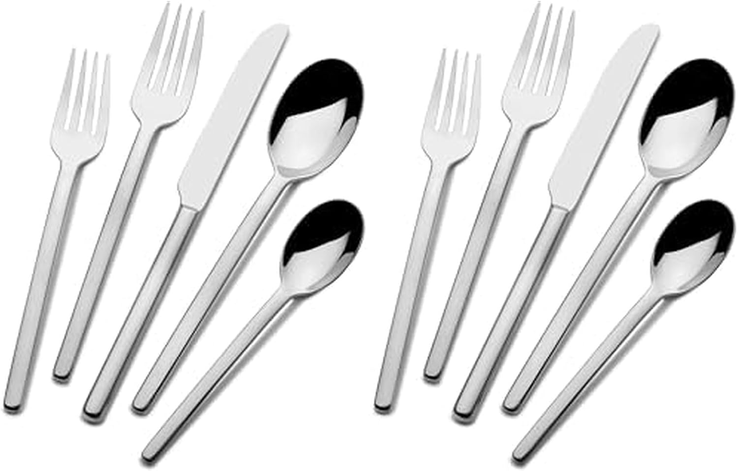 Mikasa Harmony 45-Piece Silverware Set, 18/10 Stainless Steel Cutlery for 8, Includes Forks, Knives, Spoons, and 5-Piece Serving Utensils Set