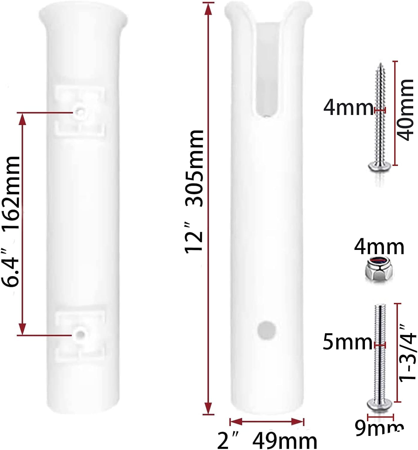 ISURE MARINE Fishing Rod Holder Bracket Wall Mounted Boat Side Mount Tool Holder Tube Links with Screws 2/3/4/6 Pole Tube (White/Black)
