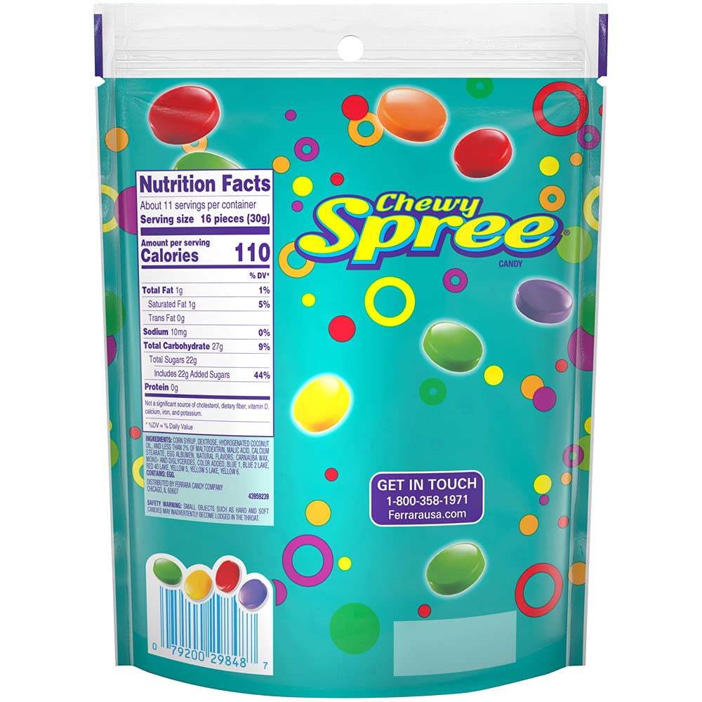 Wonka Spree Original Hard Candy, Resealable Bag, 12 Ounce Bag | Grape, lemon, lime, cherry, orange, sweet outside sour inside, resealable share bag, movie snack, sharing, nostalgic