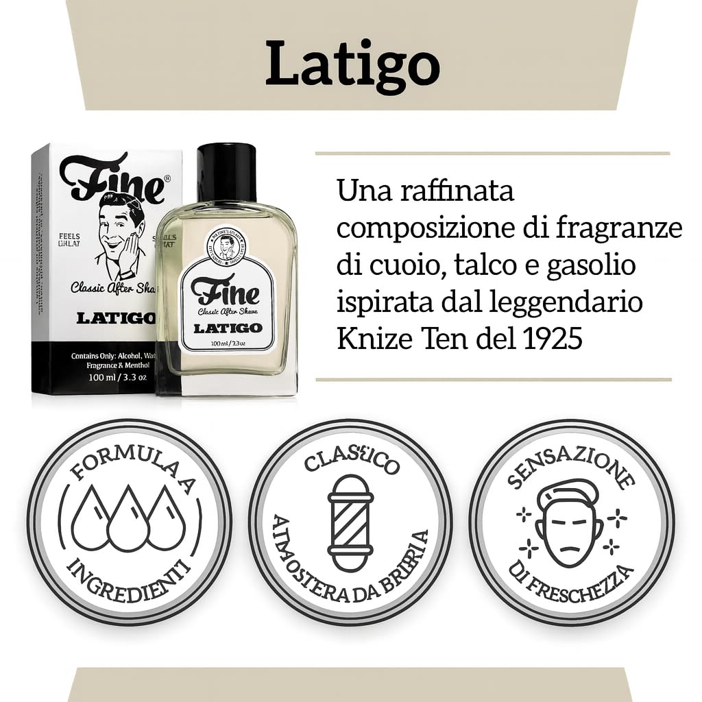 Fine Italian Citrus Classic Aftershave for Men, Made in USA, Four Simple Ingredients, Cooling MentholSplash, Inspired by a 1916 Mediterranean Classic, Bergamot Neroli Petitgrain Scent, 100ml