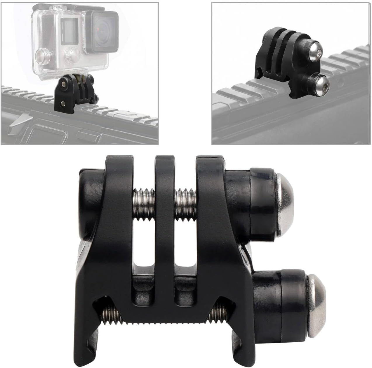 Picatinny Rails Airsoft Rail Helmet Excavator Mounts Bracket Adapter for GoPro Action Camera (2Black)
