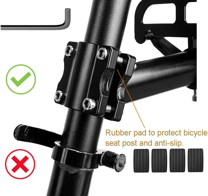 Outtag Rear Bike Rack Aluminum Alloy Bike Cargo Rack Quick Release Adjustable Bicycle Rear Rack Heavy Duty Mountain Bike Back Rack Seat Post Frame Mount Cycle Luggage Carrier Accessories
