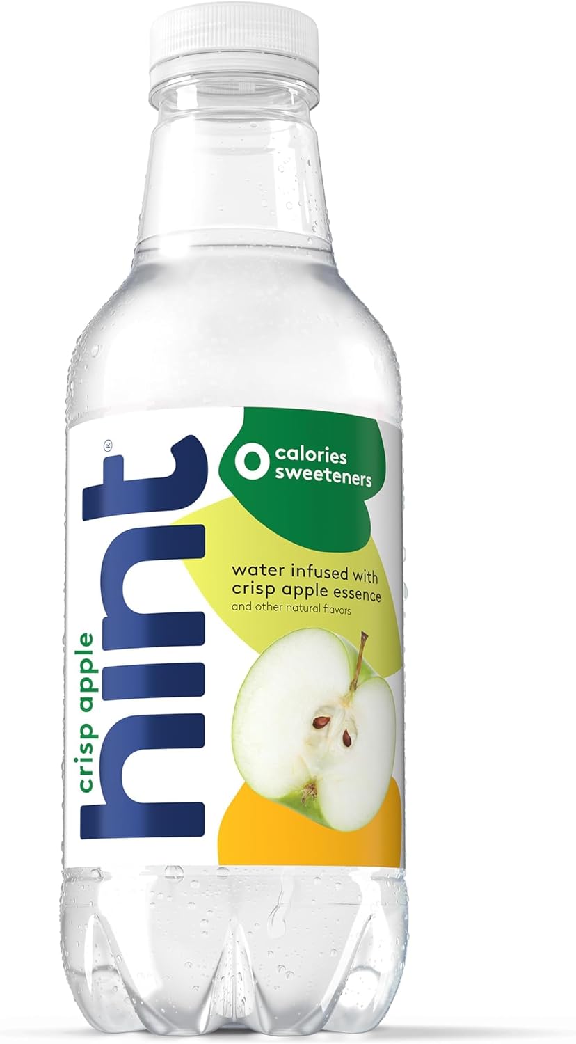 Hint Flavored Water Zero Sugar 0 Calories - Crisp Apple 16 FL oz, 12 pack | Crisp, refreshing water, fruit flavors. 0 calories, 0 sugar, 0 sweeteners. Hydration for wellness. Gluten-free, Kosher, Vegan