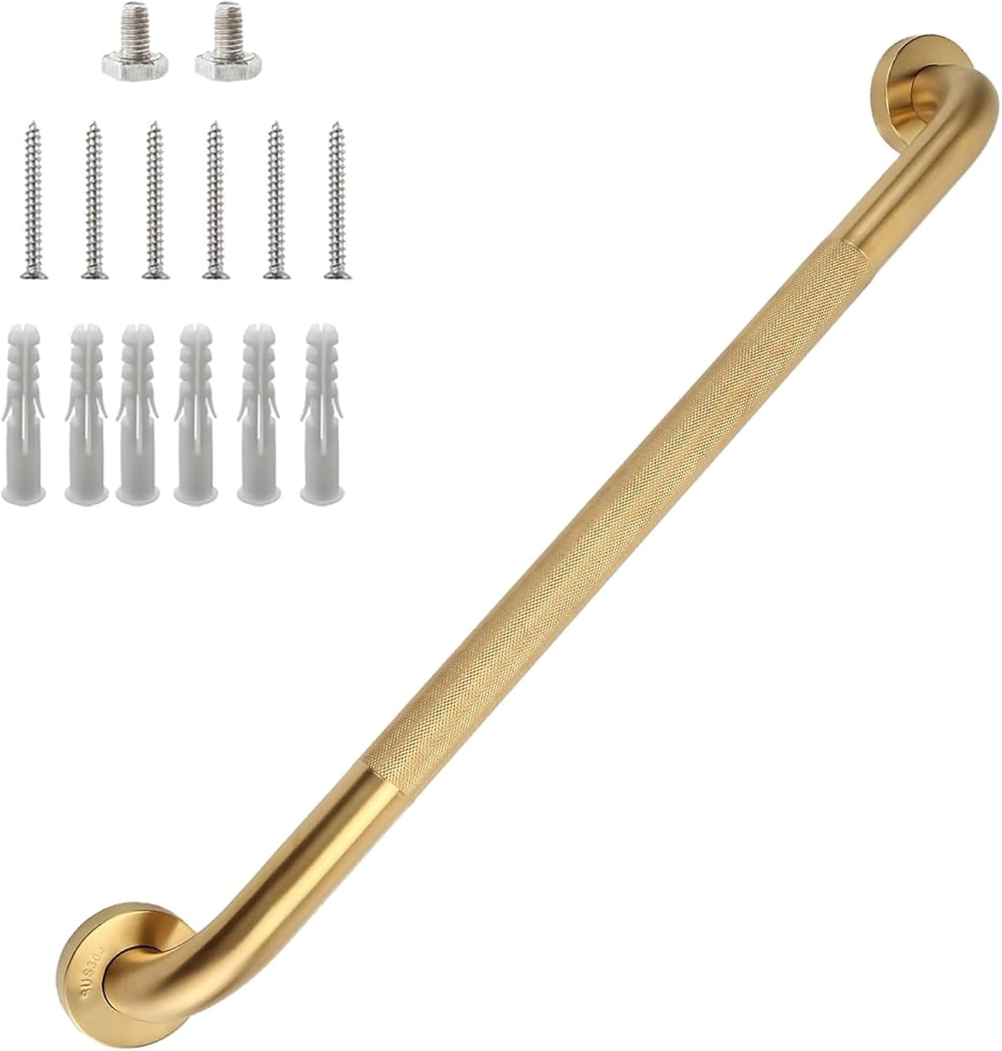 12 Inch Shower Grab Bar 1.25" Dia,Brushed Nickel Anti Slip Bathroom Grab Bar, 304 Stainless Steel Knurled Handicap Grab Bars, Safety Support Handrail,Bath Shower Handle for Elderly Injury Senior