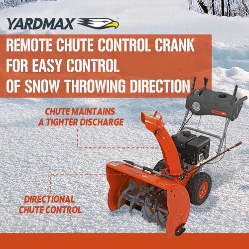 YARDMAX YB6770 26 in. 212 cc Two-Stage Self-propelled Gas Snow Blower with Push-Button Electric Start and Headlight