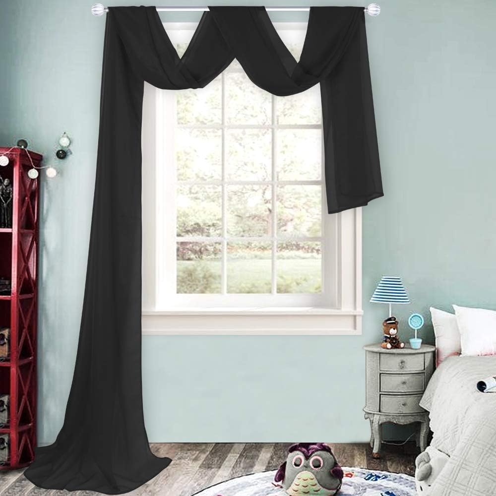 HUTO Light Pink Sheer Window Scarf Valances for Girls Room Sheer Soft Voile Curtain Scarves for Wedding Party 216 Extra Long
