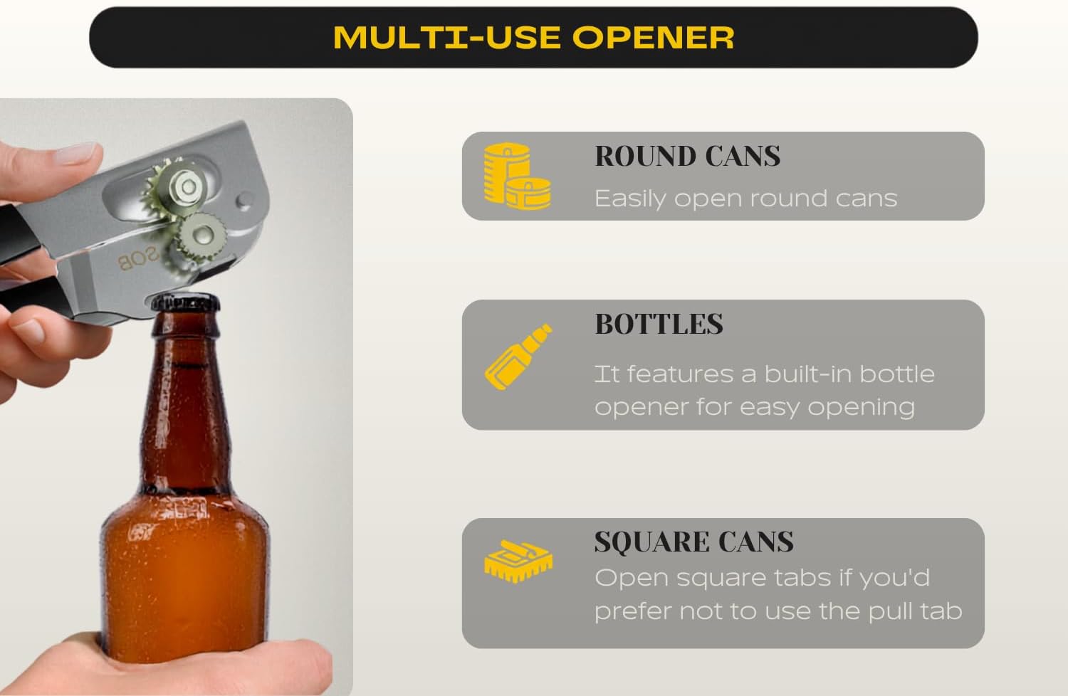 Heavy Duty Can Opener with Magnet – Commercial Can Opener Manual for Seniors & Arthritis - Hand Held, Folding Knob, Smooth Edge, Works on #10 Cans