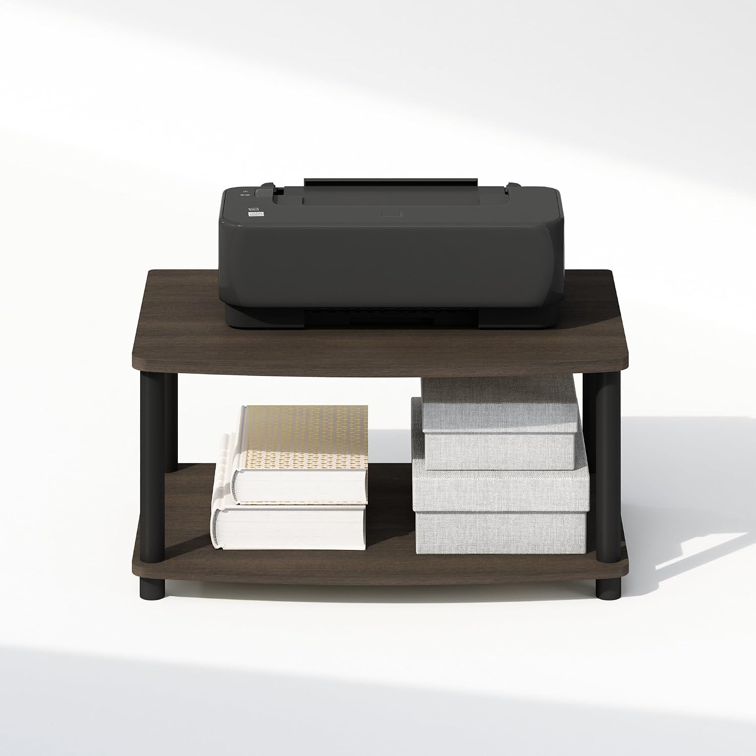 Furinno Turn-S-Tube No Tools 3-Tier Entertainment TV Stands, Dark Cherry and Black