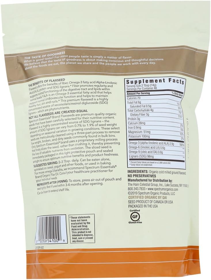Spectrum Organic Ground Flaxseed, 24 Oz Bag