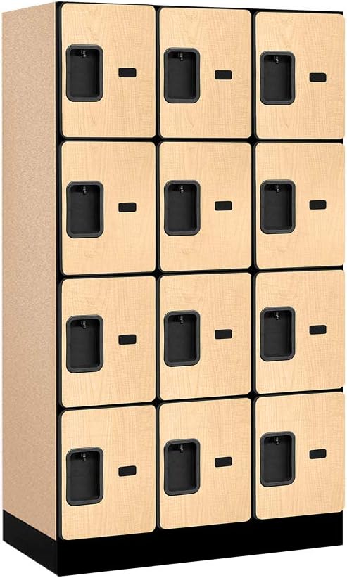 Salsbury Industries Four Tier Designer Wood Locker, Mahogany, 6' 3" x 18"