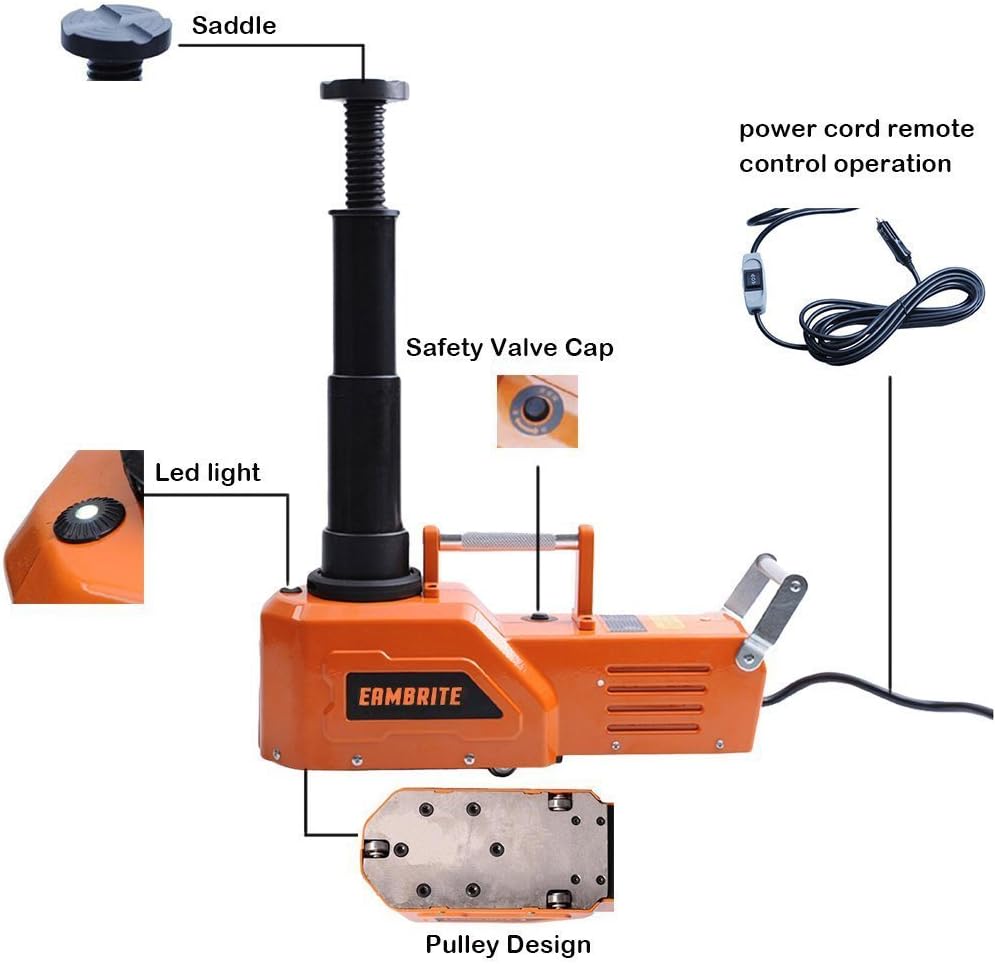 EAMBRITE 12V DC Heavy Duty 15 Ton 33000lbs Hydraulic Car Floor Jack with LED Light Electric Car Jack for SUV and RV, Trucks, Sedan, Van