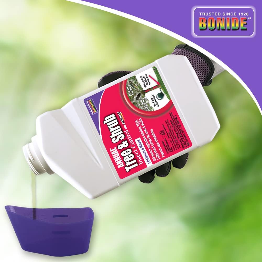 Bonide Annual Tree & Shrub Insect Control with Systemaxx | 32 oz Concentrate, Year Long Protection, Bug Killer
