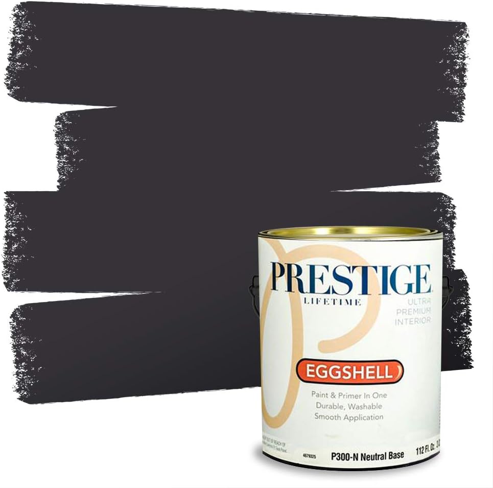 PRESTIGE Paints Exterior Paint and Primer In One, 1-Gallon, Satin, Comparable Match of Sherwin Williams* Black Magic*