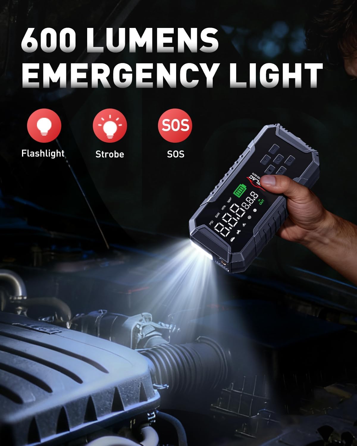 Car Jump Starter with Air Compressor 160PSI, 7000A Car Battery Jumper Starter Portable 12V Jump Box(All Gas/12L Diesel), Cordless Tire Inlfator