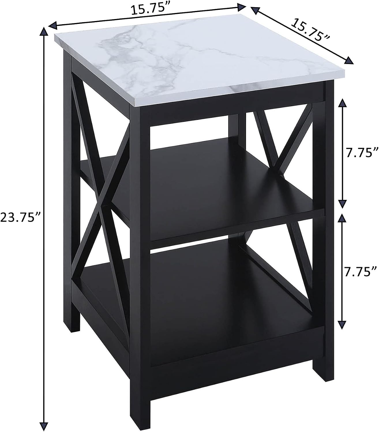Convenience Concepts Oxford End Table 15.75" - Modern Living Room Table with Storage Shelves, Transitional Nightstand Side Table for Home Decor and Display, Espresso