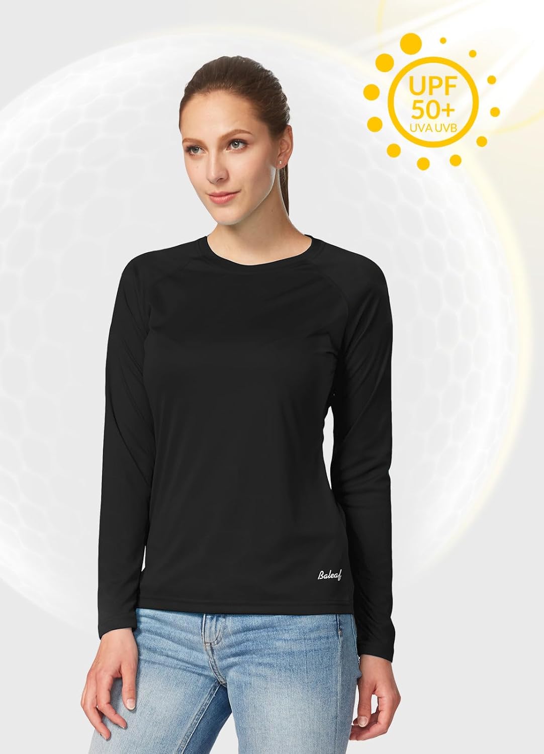 baleaf Women's UPF 50+ Sun Shirts Long Sleeve Stretchy Quick Dry | Lightweight, Rash Guard, UPF 50+ Sun Protection, Breathable Comfort material for Hking Workout, Excellent for hot weather