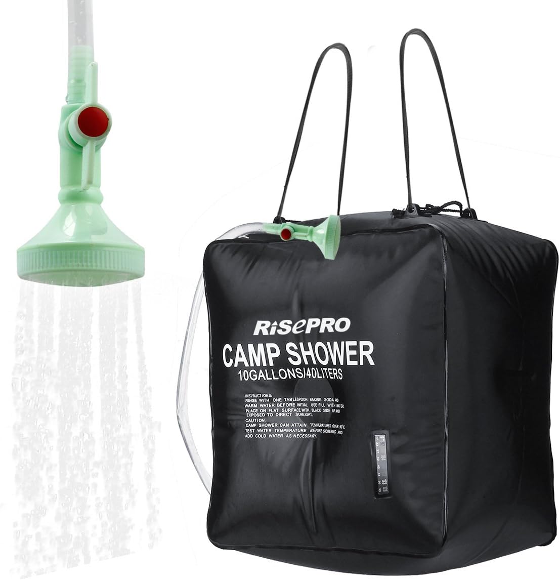 10 gallons/40L Solar Shower Bag Solar Heating Camping Shower Bag with Temperature Hot Water Outdoor Hiking Climbing XH07