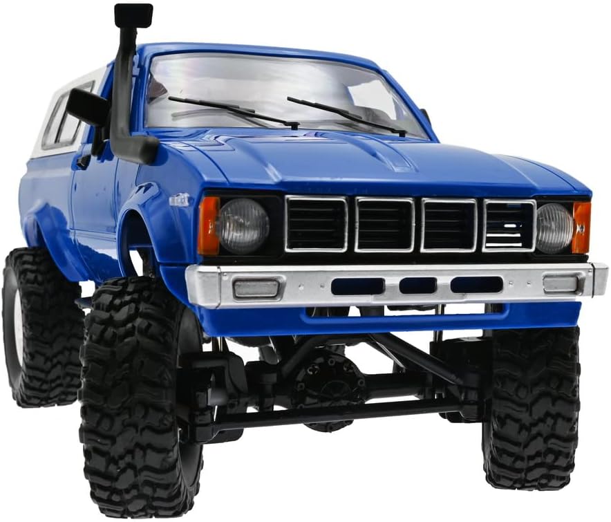 RC Rock Crawler WPL C24 RTR 1/16 Pickup Trucks Blue with LED Lights 2.4Ghz 4x4 Off-Road RC Semi Trucks All Terrain Car