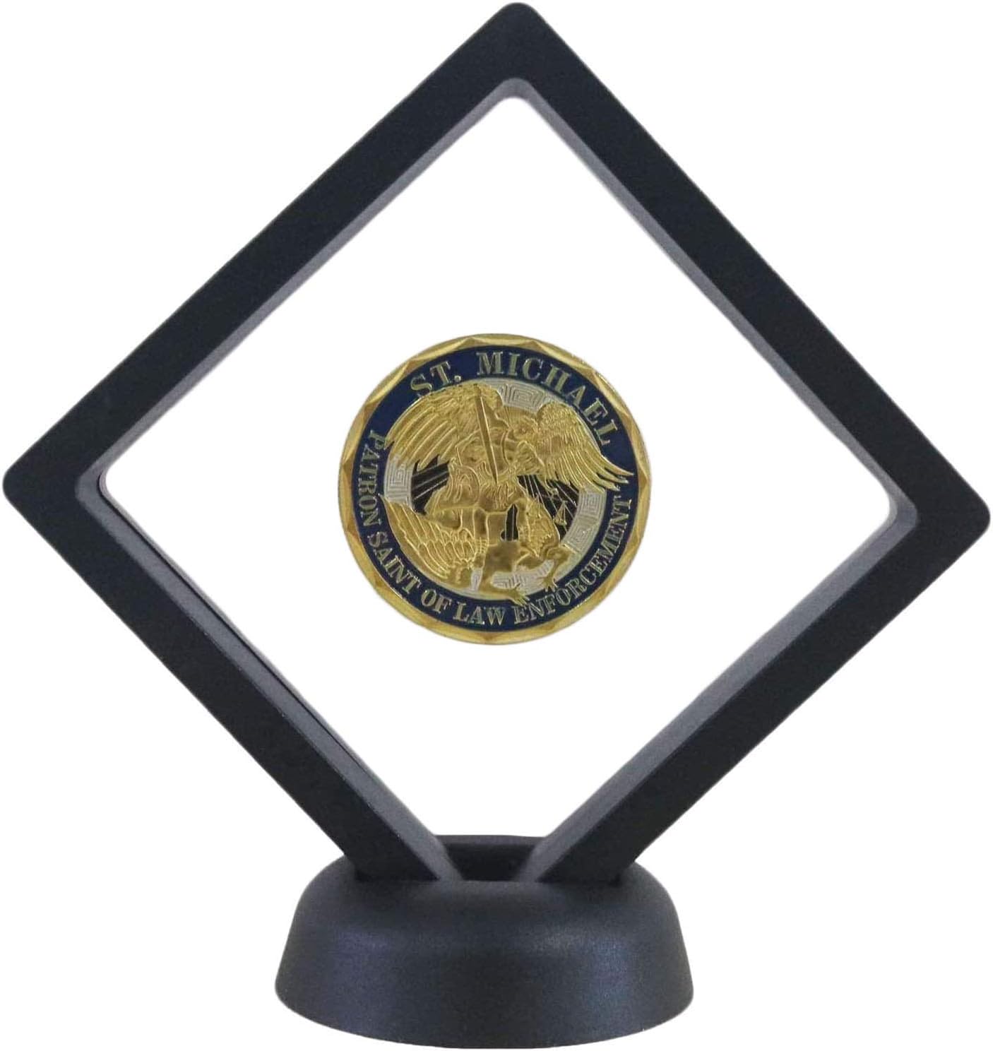 Challenge Coins Display Stand, Medallion Jewelry Specimen Holder, Military Medal Clear Floating Frame Case Box, 3.5"x3.5"x0.8"