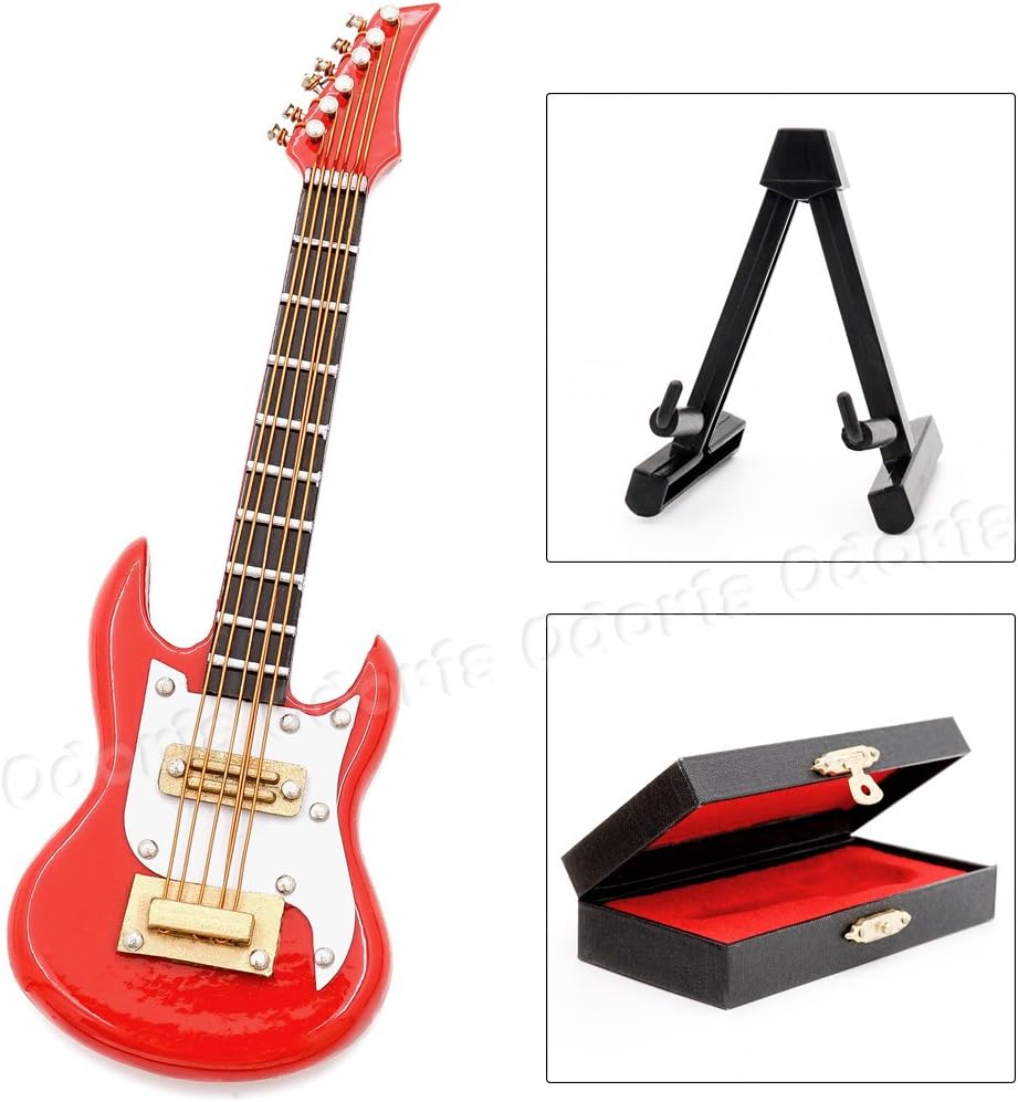 Odoria 1/12 Miniature Electric Guitar Dollhouse Musical Instruments Accessories, Red