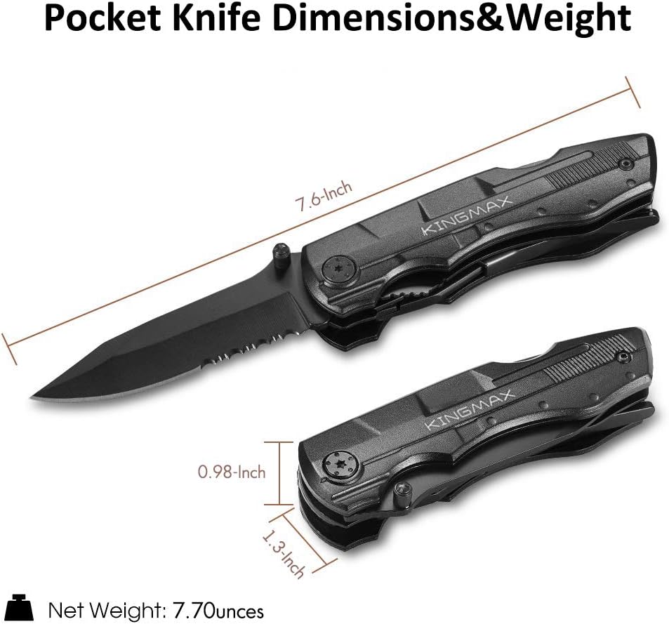 KINGMAX Pocket Knife, Multitool Tactical Knife with Blade, Saw, Plier, Screwdriver, Bottle Opener, Folding Knife Built with Full Stainless Steel