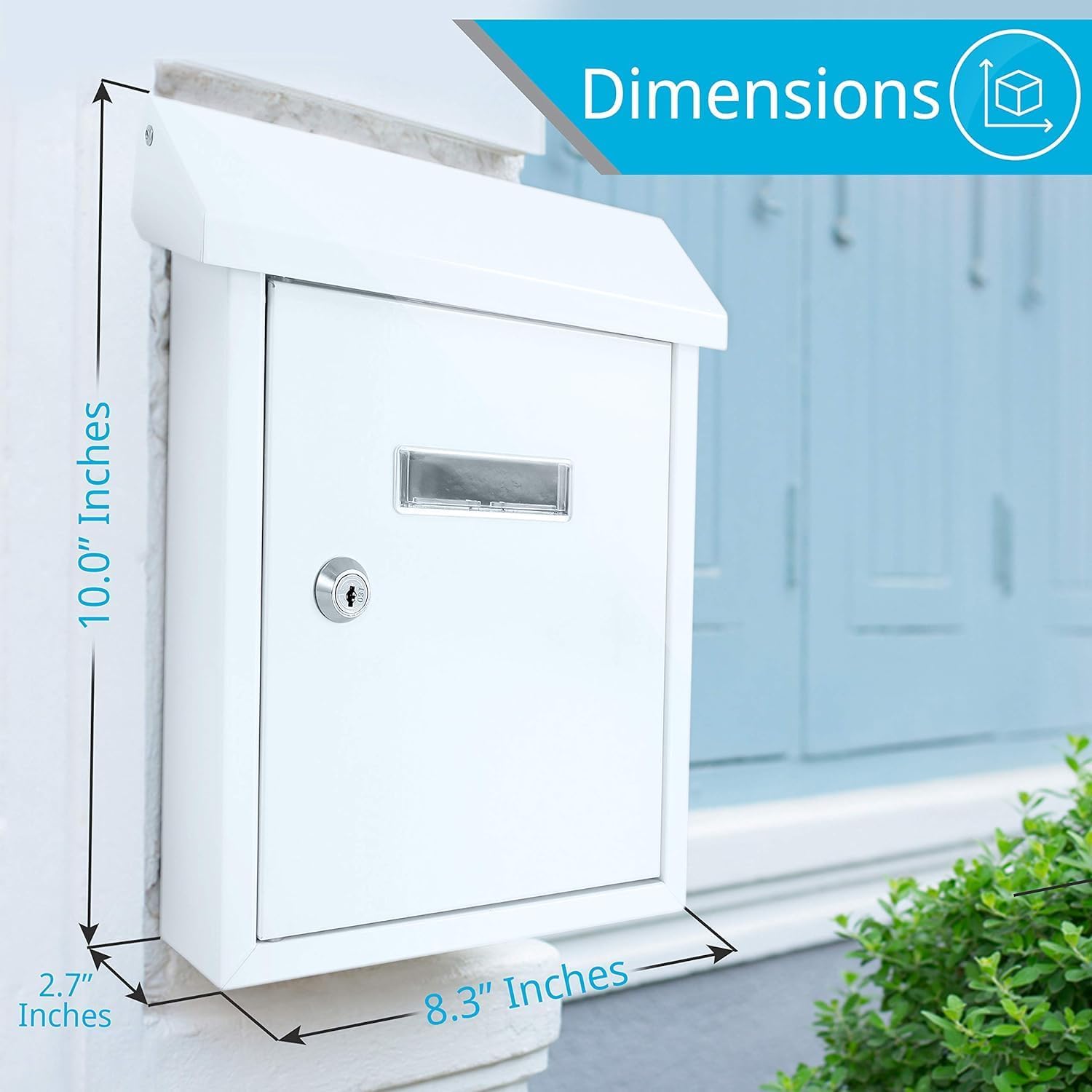 Serenelife Weatherproof Wall Mount Locking Mailbox Galvanized Steel Drop Box with Metal Flap for Mail Letters, Newspaper, Money Box