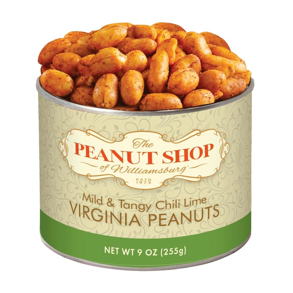 The Peanut Shop of Williamsburg Extra-Large Handcooked Lightly Salted Virginia Peanuts Williamsburg Peanuts Non-Gmo Kosher Gluten-Free No Preservatives - 32 Oz Tin