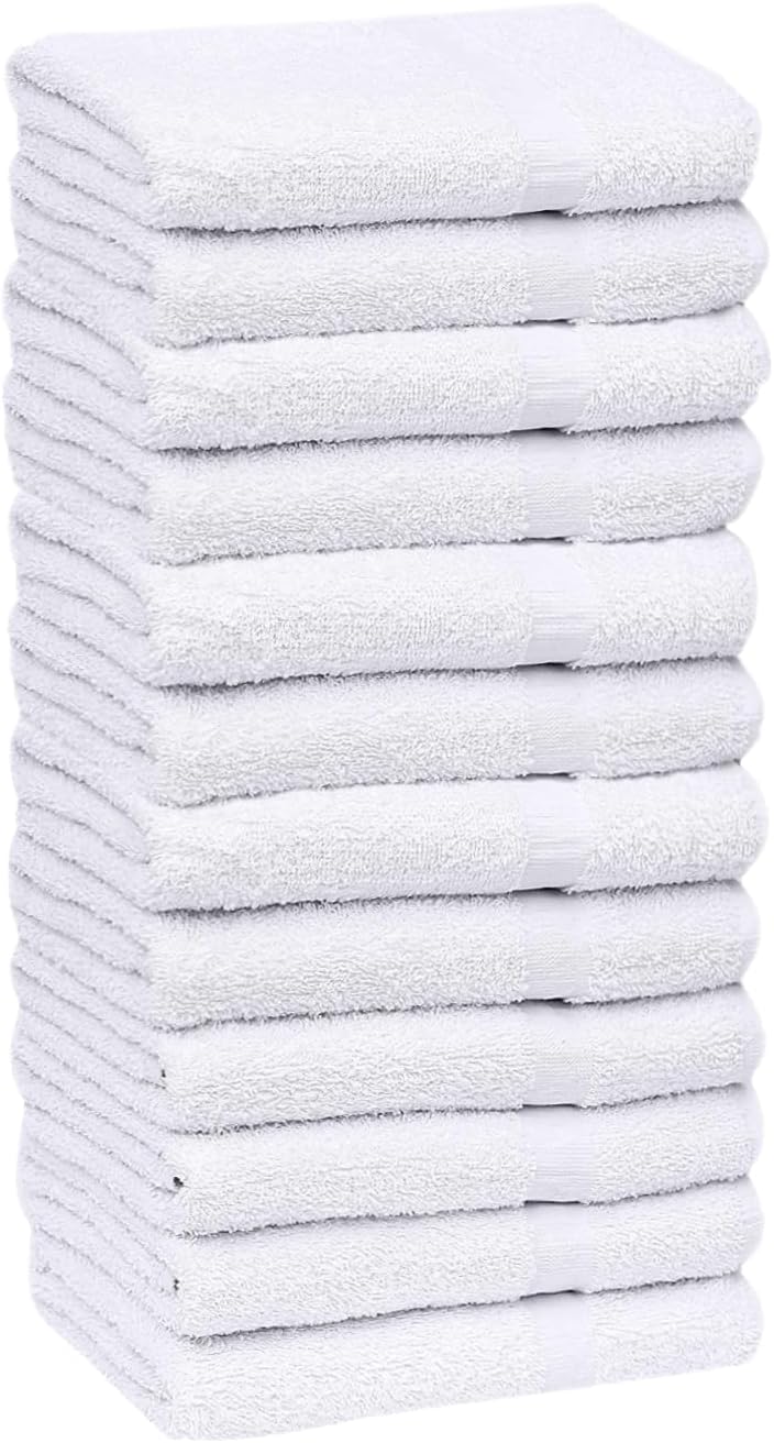 Bulk Pack 60 Pcs (5 Dozen) White Economy 15x25 Inches Basic Hand Towel - 2.25 lb/dz
