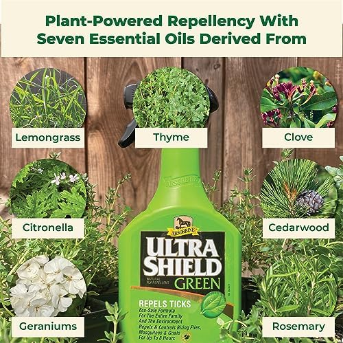 Absorbine UltraShield Green Natural Insect Repellent, 128 fl oz Gallon | Use on Horses & Dogs, Botanical Essential Oils, Daily Use, Repels 70+ Species Including Flies, Mosquitoes, Gnats & Ticks